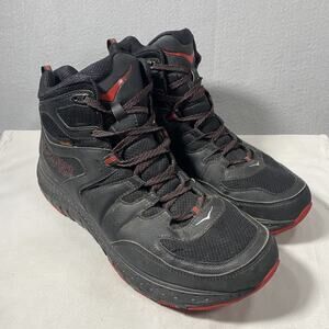 Hoka One One Tor Tech Waterproof Outdoor Hiking Boots Black Red Shoes Mens 14